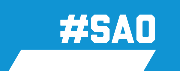 Blue background with white letters - #SAO