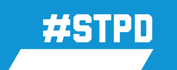 Blue background with white letters - #STPD