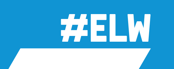 Blue background with white letters - #ELW