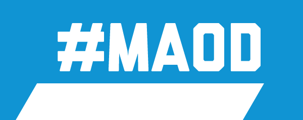 Blue background with white letters - #MAOD