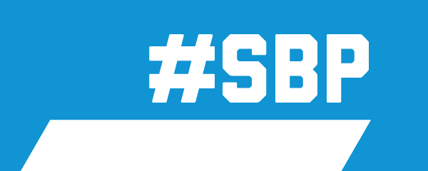 Blue background with white letters - #SBP